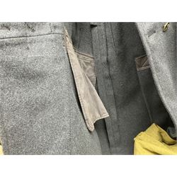 Two post-WWII British Army No.2 Dress tunics, one with Green Howards buttons; army shirt dated 1951; Royal Fleet Auxilliary jacket with trousers; three RAF/WAAF uniforms and RAF Greatcoat; and three canvas/webbing bags, two dated 1943 & 1945