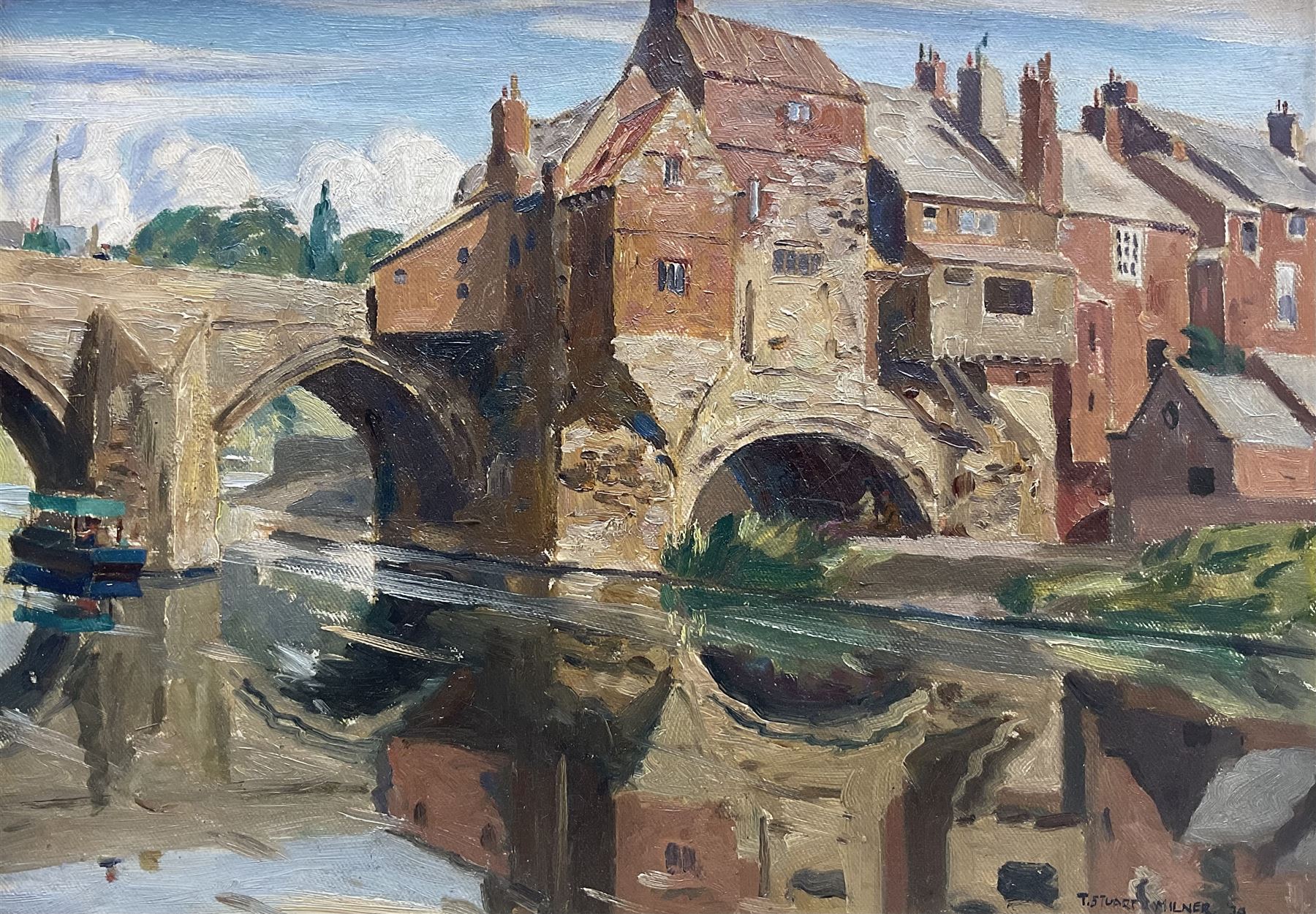 Thomas Stuart Milner (British 1909-1969): The Town Bridge, oil on board signed and dated '39, 28cm x 38cm