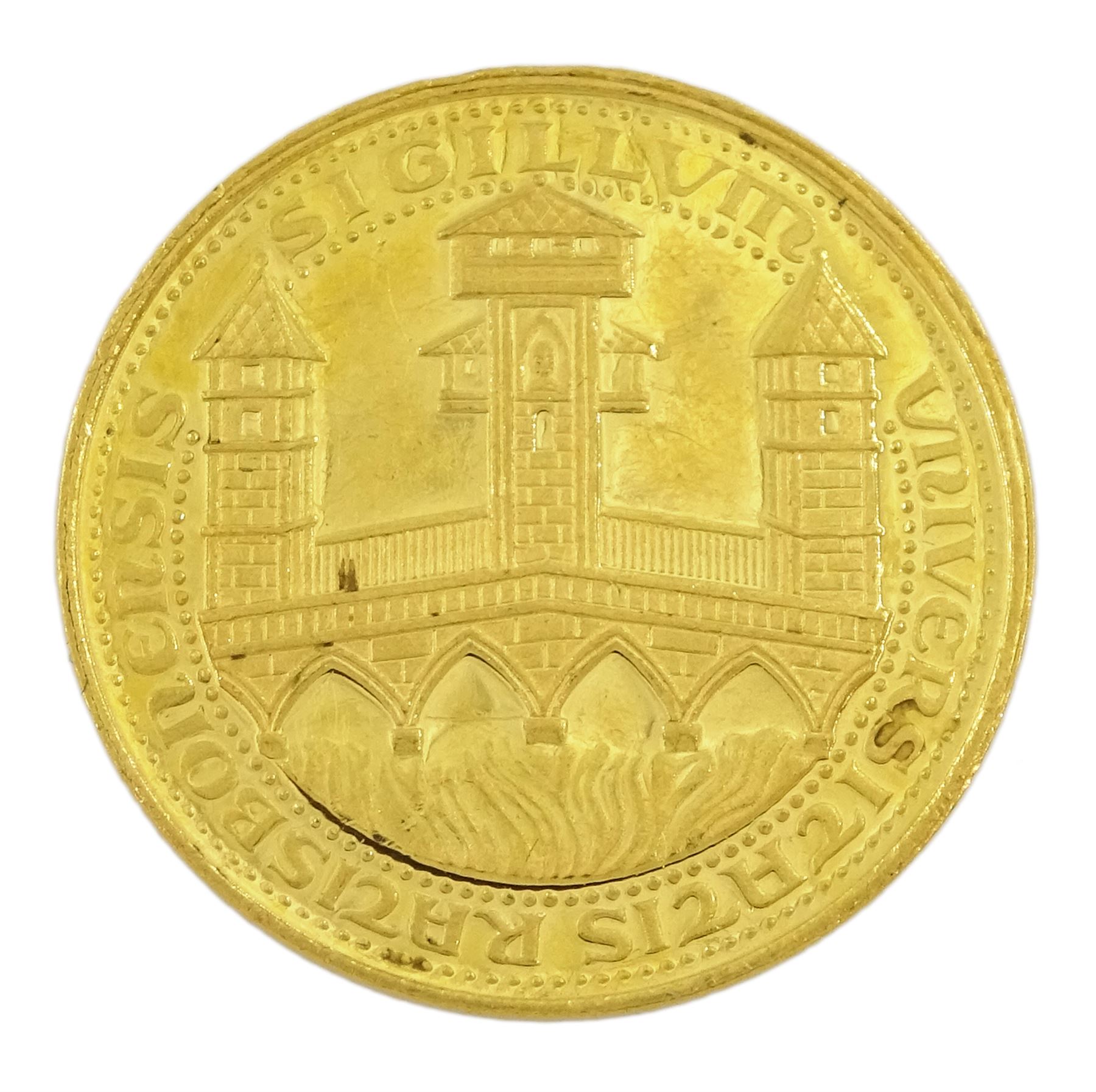 German 1967 commemorative gold medallion ,for the commencement of studies in the winter semester 1967/68 'Universitat Regensburg', approximately 3.4 grams