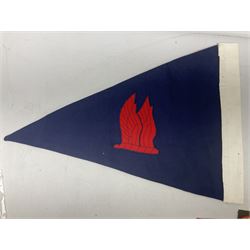 Royal Arms cloth arm adge as worn by Regimental Serjeant-Majors in Foot Guards; naval cap badge; WW2 Commando/Special Forces cloth badges; Home Guard and LDV shoulder titles; and other cloth badges including armoured division, 45th and 77th division, 52nd Lowland Mountain division etc; and 24th Infantry Brigade airmobile pennant