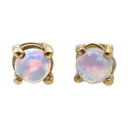 Pair of 9ct gold round opal stud earrings, hallmarked 