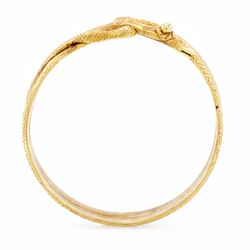 19th century 18ct gold coiled snake ring, the body with textured decoration