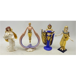  Four Franklin Mint Art Deco style figures - 'Power', 'Selket', 'Daybreak in Gold' and 'Destiny' tallest 28cm (4)  