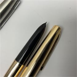 Sheaffer fountain pen, with silver palladium silver nib, in case, together with Parker fountain pen and three others  