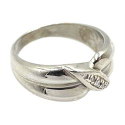 14ct white gold diamond crossover ring 