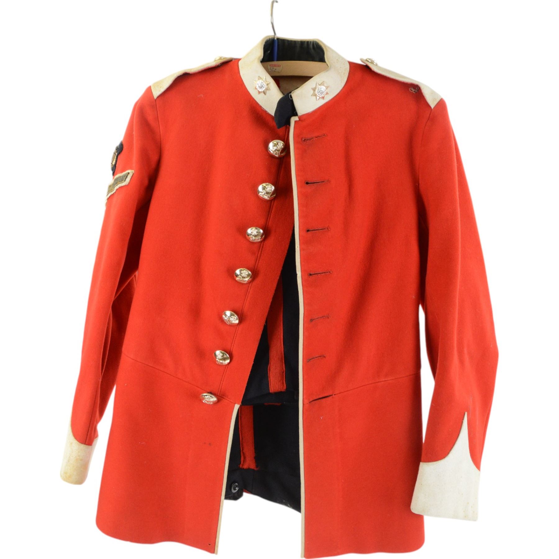 Prince of Wales Own Yorkshire dress tunic and trousers, with drummer badge to right sleeve, jacket H67cm