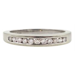 9ct white gold channel set round brilliant cut diamond half eternity ring, hallmarked, total diamond weight 0.25 carat