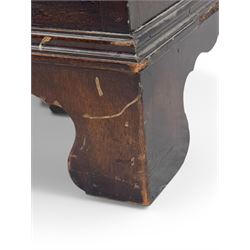 Georgian design mahogany kneehole desk, moulded rectangular top with red gilt-tooled leather writing surface, over an arrangement of nine cock-beaded drawers with brass swan neck handles, on bracket feet