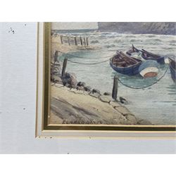 John Wynne Williams (British fl.1900-1920): Whitby Harbour, watercolour heightened with white 16cm x 25cm; Edward Binns (British Early 20th Century): Staithes Harbour, watercolour signed, dated 1907 verso 26cm x 36cm (2)