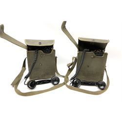 Two US signal Corps (US army) field telephones, in canvas cases, model E-E-8-B,  both complete with phones. 
