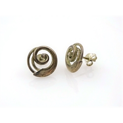  Sheila Fleet, Orkney designer silver and enamel swirl pendant and matching ear-rings, Ola Gorie silver brooch and ear-rings and two Kit Heath silver brooches all stamped or hallmarked  