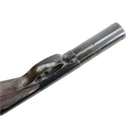 Webley Mark I .22 air pistol, batch 084, the air chamber marked 'The Webley Mark I Made in England, Webley & Scott Ltd Birmingham 4, Webley Patents', with brown checkered grip, H14cm, L19cm