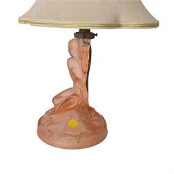 Walther and Sohne Art Deco peach glass table lamp base, pair of Imari rabbits and and a cloisonne enamel vase, vase H20cm