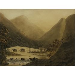 English School (Early 19th century): Lake District Stone Bridge, sepia washes dated 1811 (under the mount) unsigned 37cm x 48cm