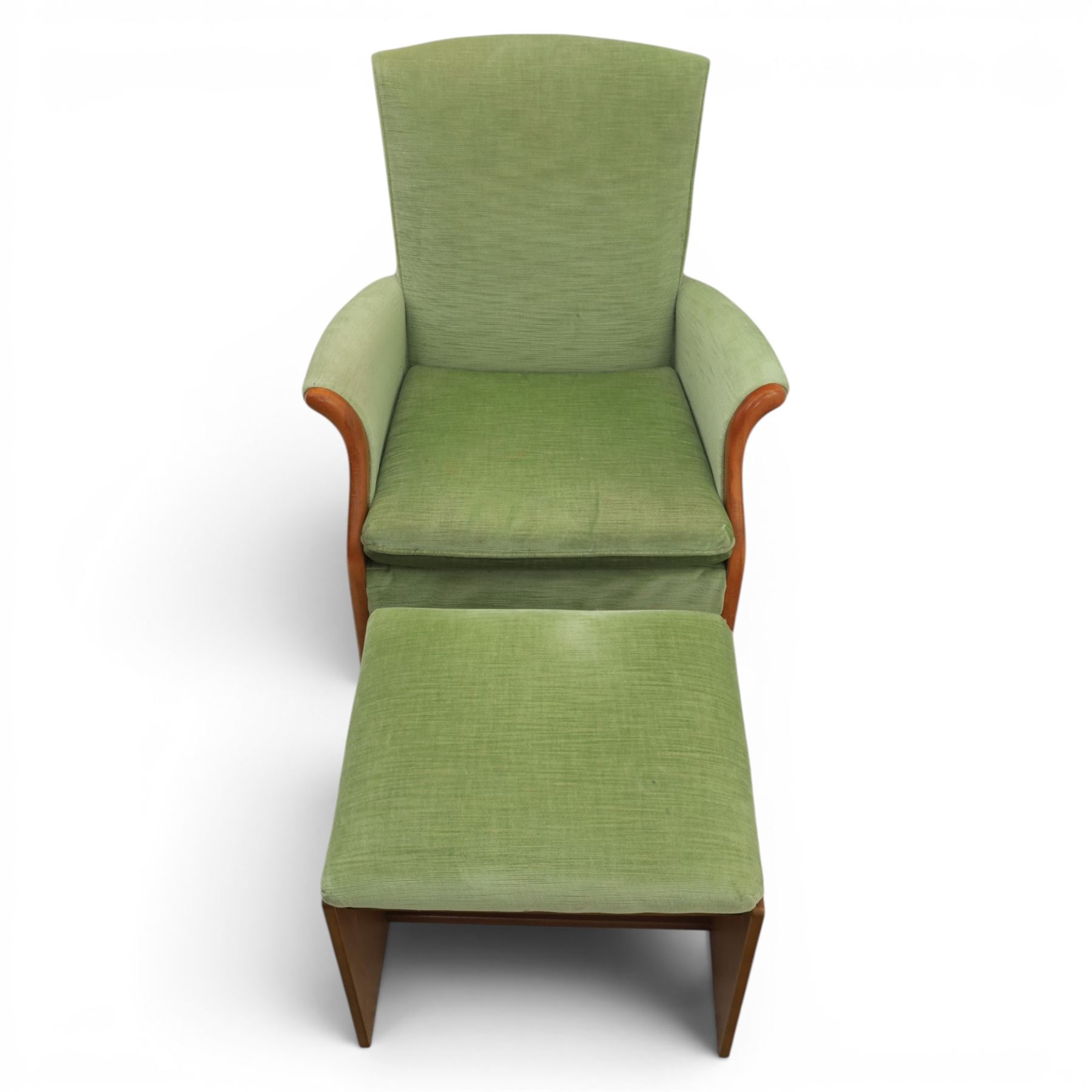 Parker Knoll - 'Froxfield' green armchair with associated stool