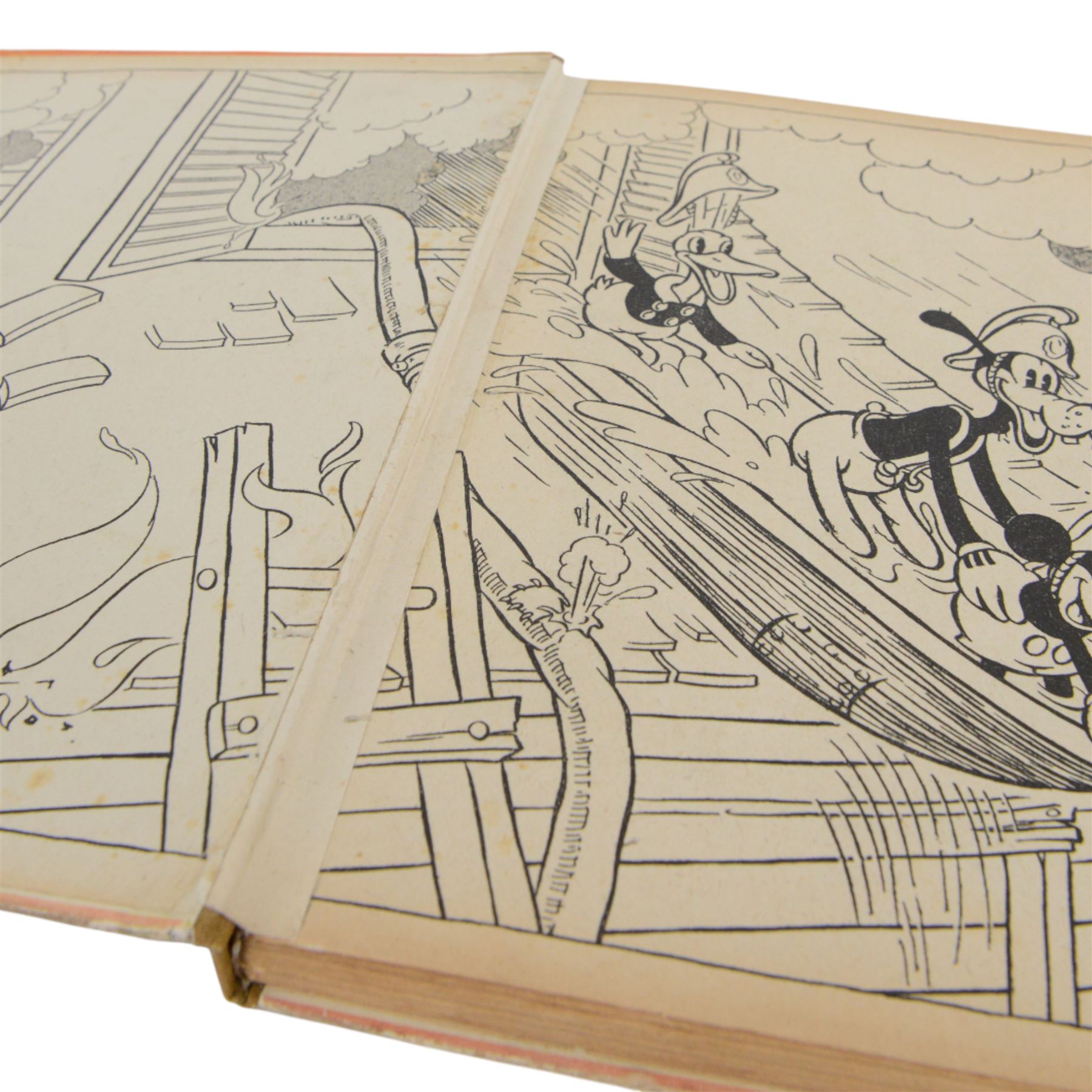 Walt Disney 'The Mickey Mouse Fire Brigade' first edition, pub. Collins Clear Type Press London and Glasgow 1936, no dustjacket, with 1930s Mickey Mouse Chums membership card and seals