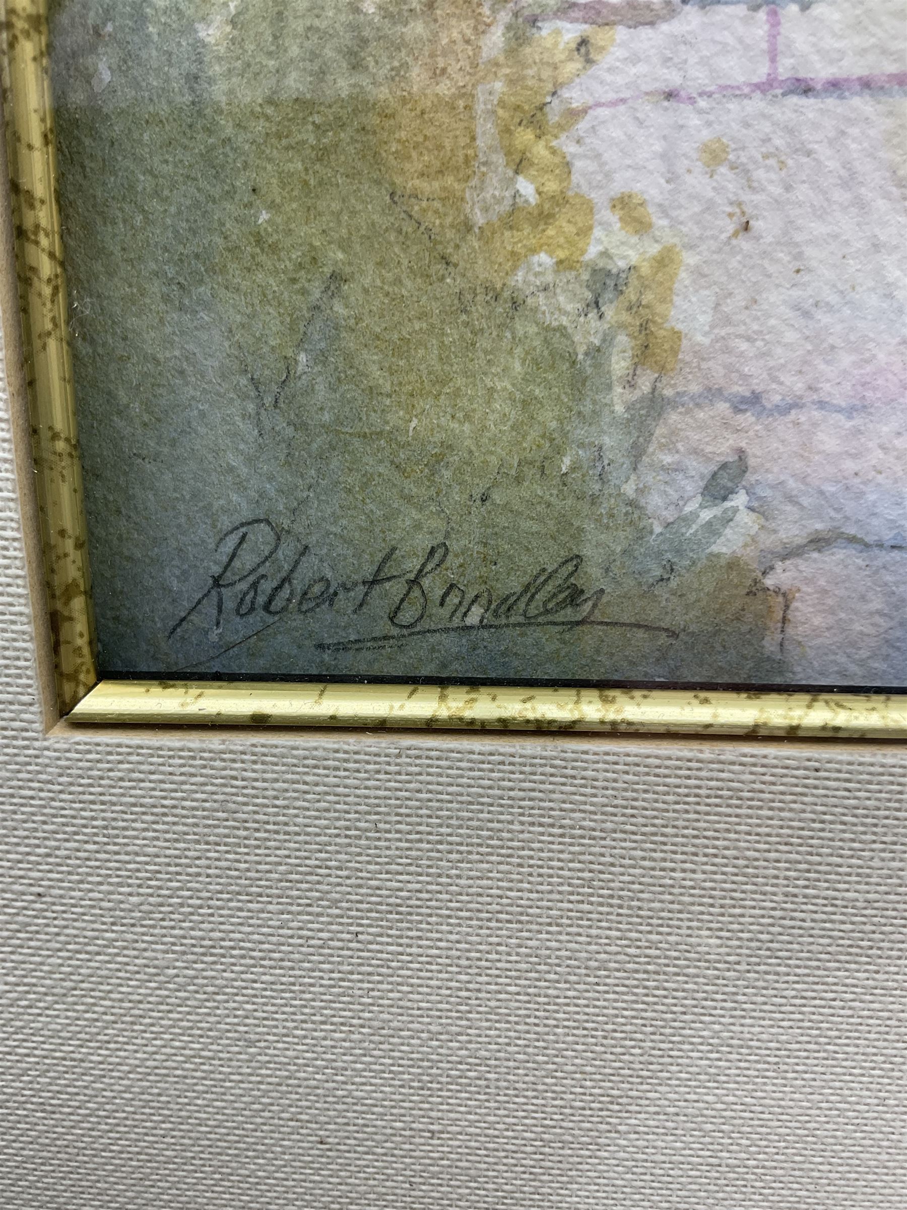 Robert Brindley (British 1949-): 'Towards the Beach - Runswick Bay', watercolour signed, titled and dated 13/05/02 verso 33cm x 17cm