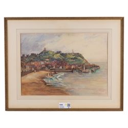 F A Roylance (British Early 20th century): Scarborough Castle and Harbour, watercolour signed and dated 1908, 33cm x 46cm; two other watercolours (3)