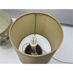 Copeland Spode table lamp with floral decoration, together with another table lamp, largest with shade H57cm