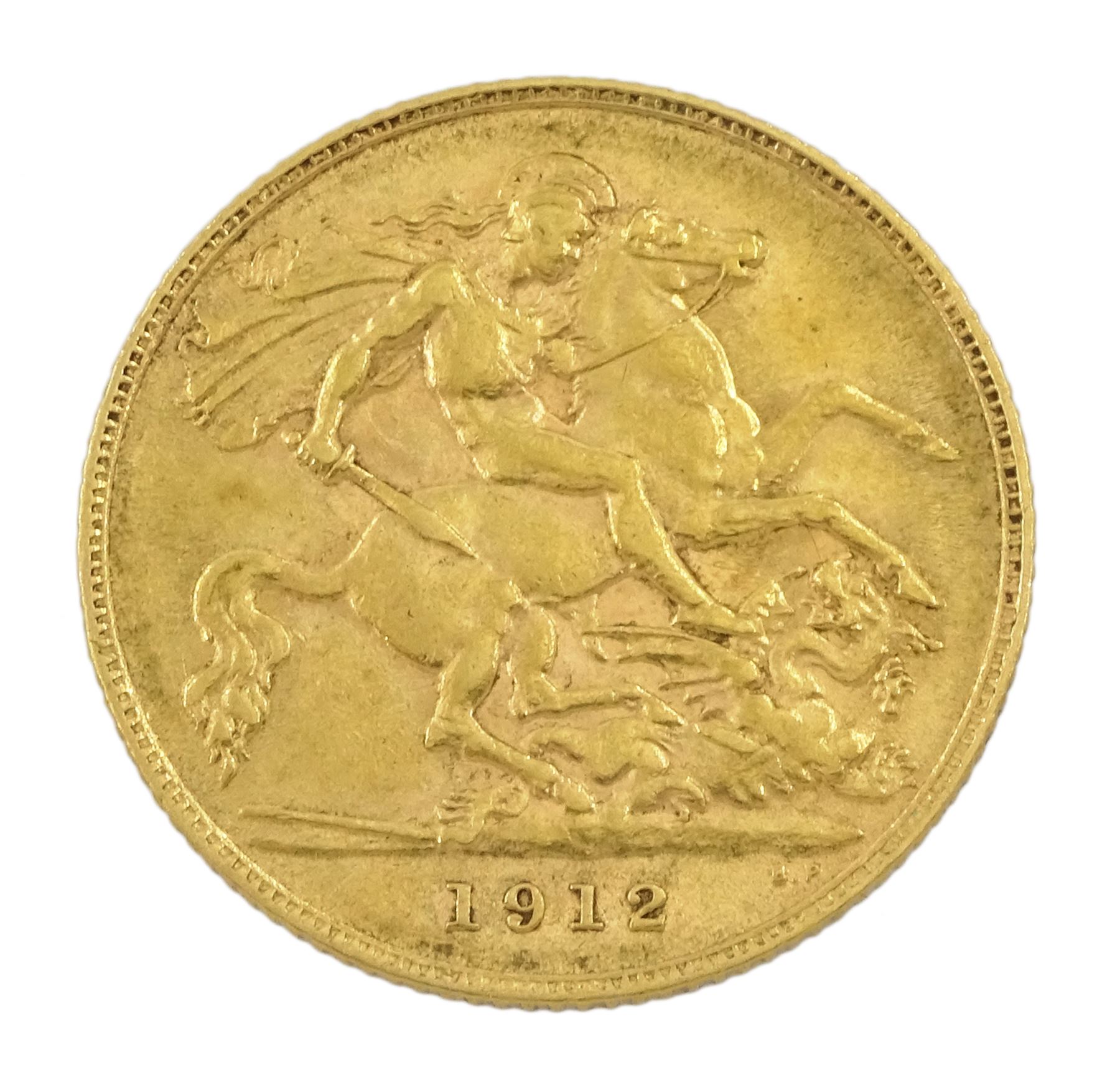 King George V 1912 gold half sovereign coin 