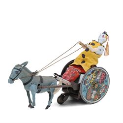 1920s Lehmann tinplate clockwork 'The Balky Mule Clown' no.425, with lithographed details,...