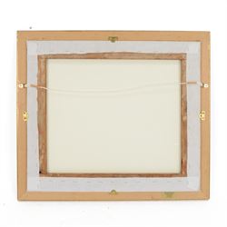 19th century silk needlework picture: Jesus and the Samaritan Woman at the Well, in gilt frame, H47cm 