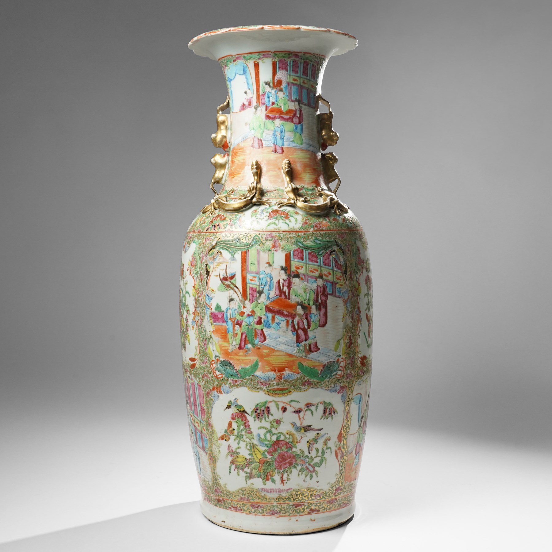 Chinese Cantonese 19th century famille rose medallion vase, H62cm 