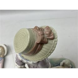 Four Lladro figures, comprising Pulling Dolls Carriage no 5044, Belinda with her Doll no 5045, Pretty Pickings no 5222 and Shepherdess with basket no 4678 