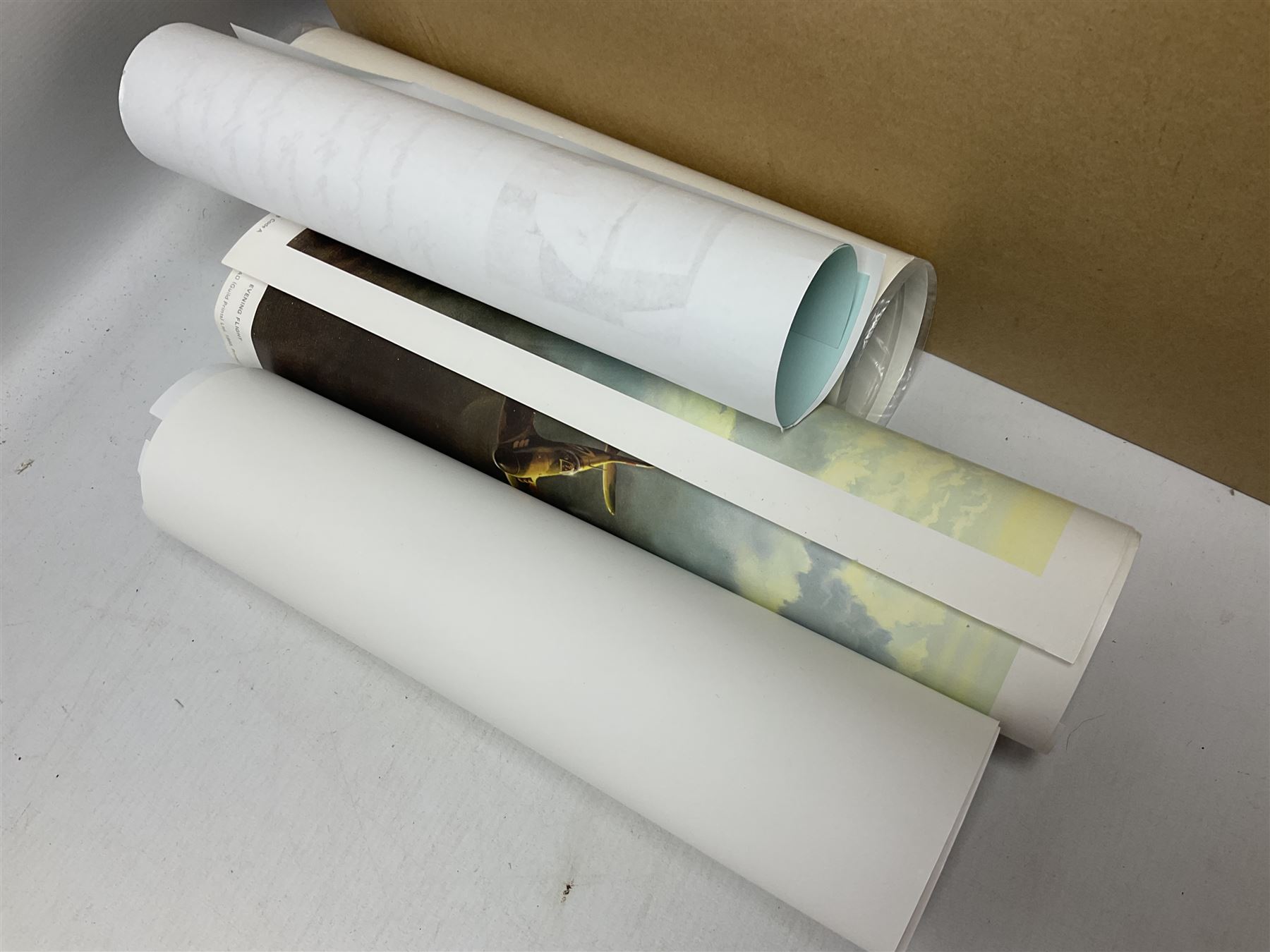 Collection of twenty-one unframed and seven framed prints of predominantly aviation interest after David Pritchard, Brian Petch, Stephen Teasdale, Barry Price, Coulson, Wardle etc; depicting Spitfires, Hurricanes etc; some limited editions with certificates and many bearing multiple signatures on the mount