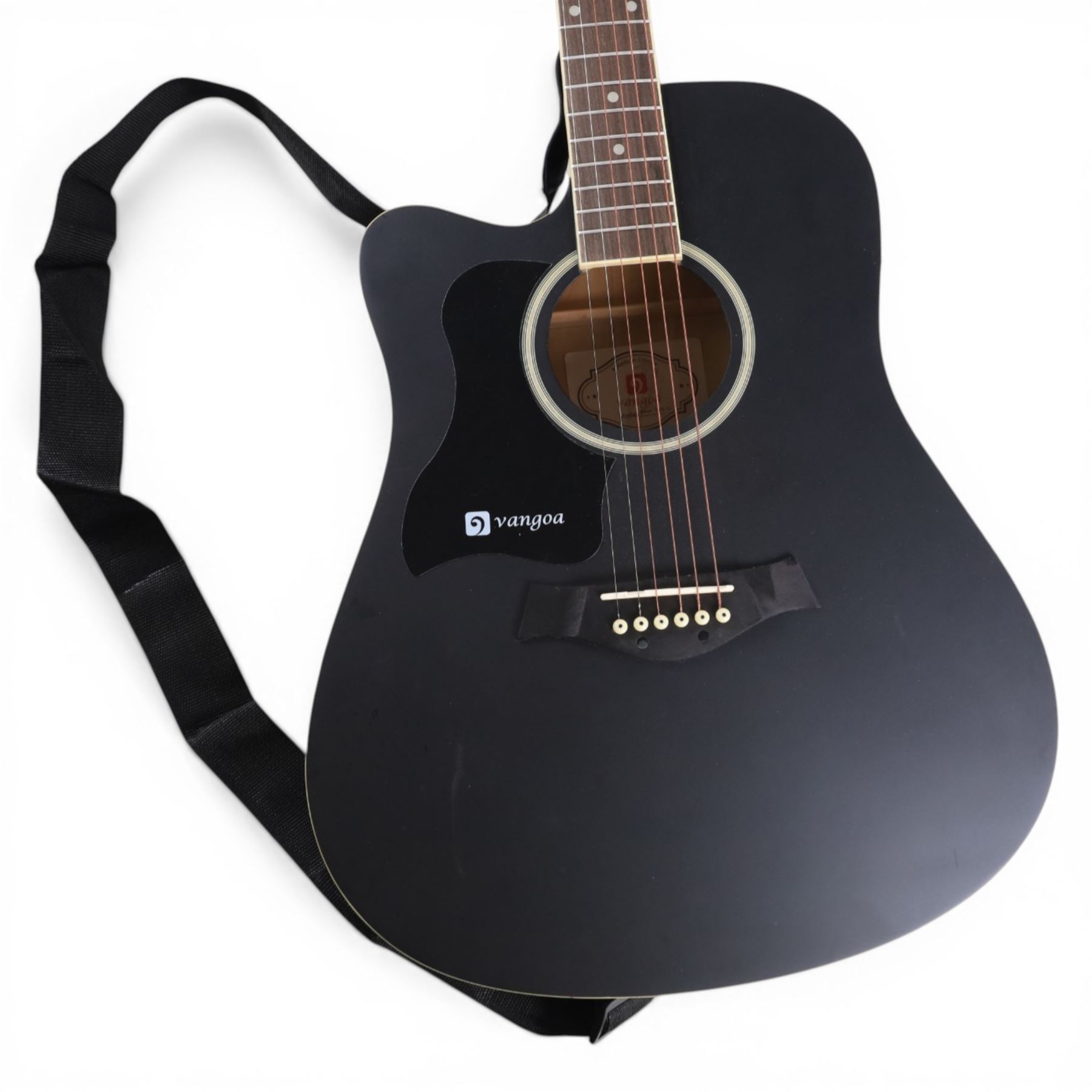 Vangoa electro-acoustic guitar model VGE-1L in soft case, together with a BM Clasico guitar 