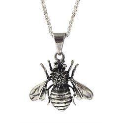 Silver bumble bee pendant necklace, stamped 925