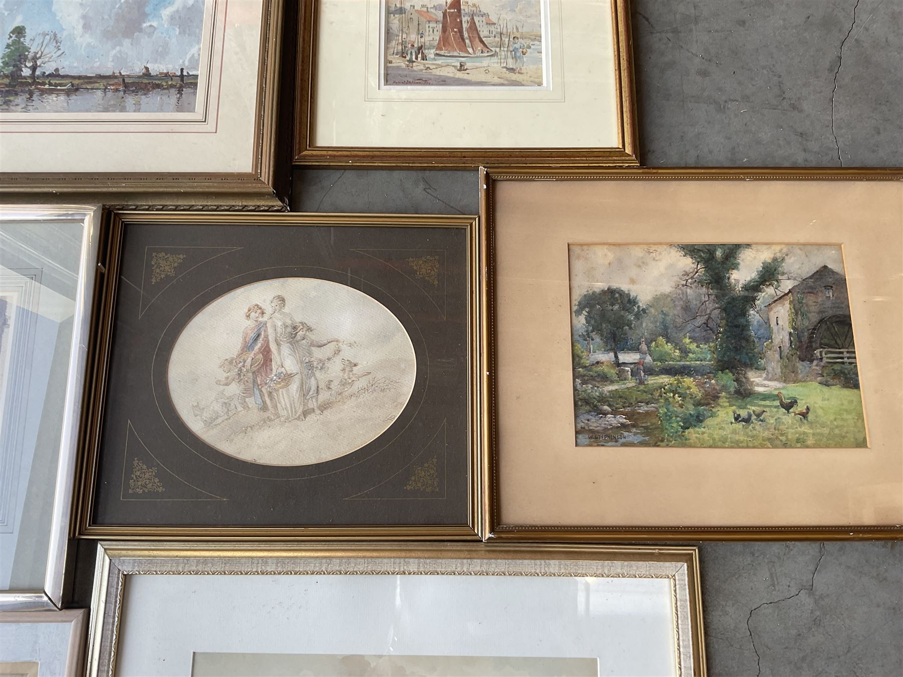 Collection of principally early 20th century watercolours and oils, artists including Charles James Barraud, Harold Wharfe, John Mackie, Tom Campbell, Gladys M Aitken, Bohuslav Barlow, Willie Stephenson, Gordon Clifford Barlow, After Albert George Stevens, Harriet Skidmore, etc