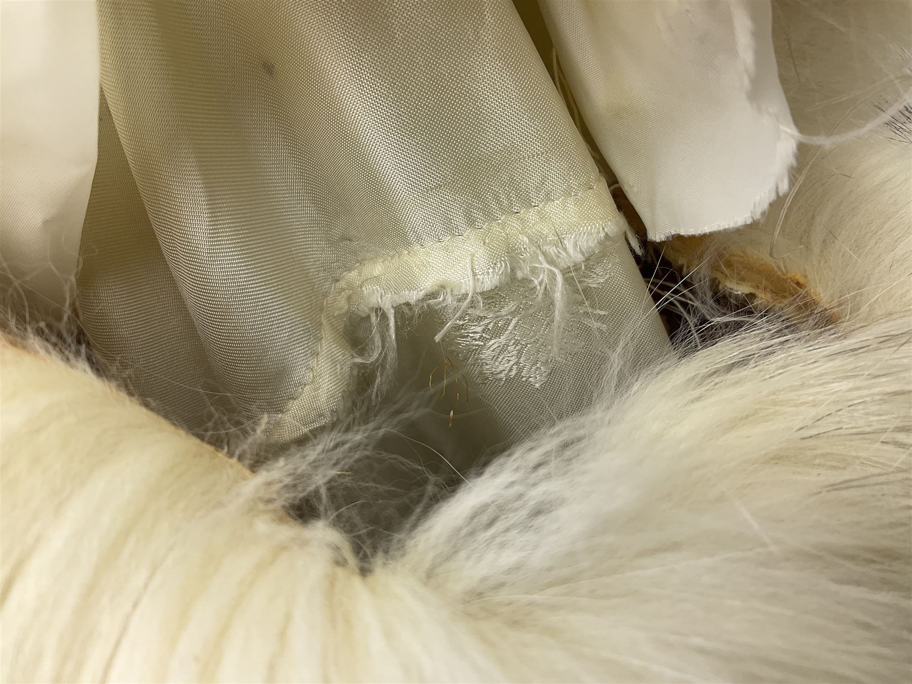 White Arctic Fox fur coat with loop fasteners 