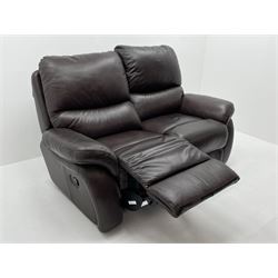 La-Z-Boy - Two seat manual recliner sofa upholstered in brown leather
