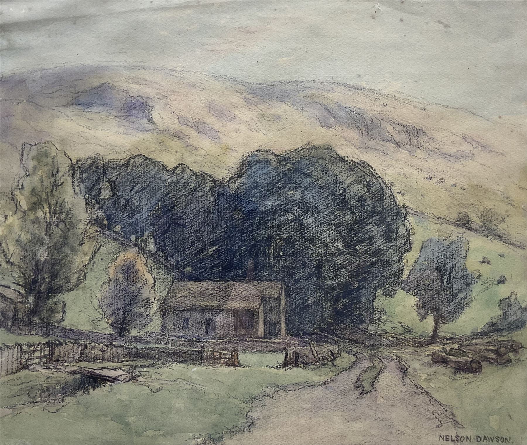 Nelson Ethelred Dawson (British 1860-1941): 'Thorpe Crags - Wharfedale', pastel signed, titled verso 34cm x 40cm
