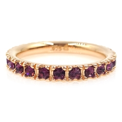  Rose gold on silver amethyst eternity ring, stamped 925  