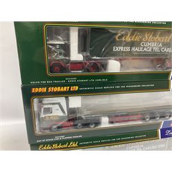Corgi - four limited edition 1:50 scale Eddie Stobart heavy haulage vehicles comprising CC12802 Scania T-Cab Bulk Tipper; CC13207 DAF XF Space Cab and Flatbed Trailer; CC13101 Volvo F88 Box Trailer; and CC12607 Scammell Crusader Tautliner; all boxed (4)
