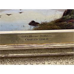 Charles Leslie (British 1839-1886): Stag on the Lochside, oil on canvas unsigned 30cm x 60cm