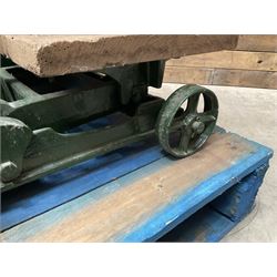 Two pairs of Victorian cast iron potato scales, one damaged with a 5kg weight