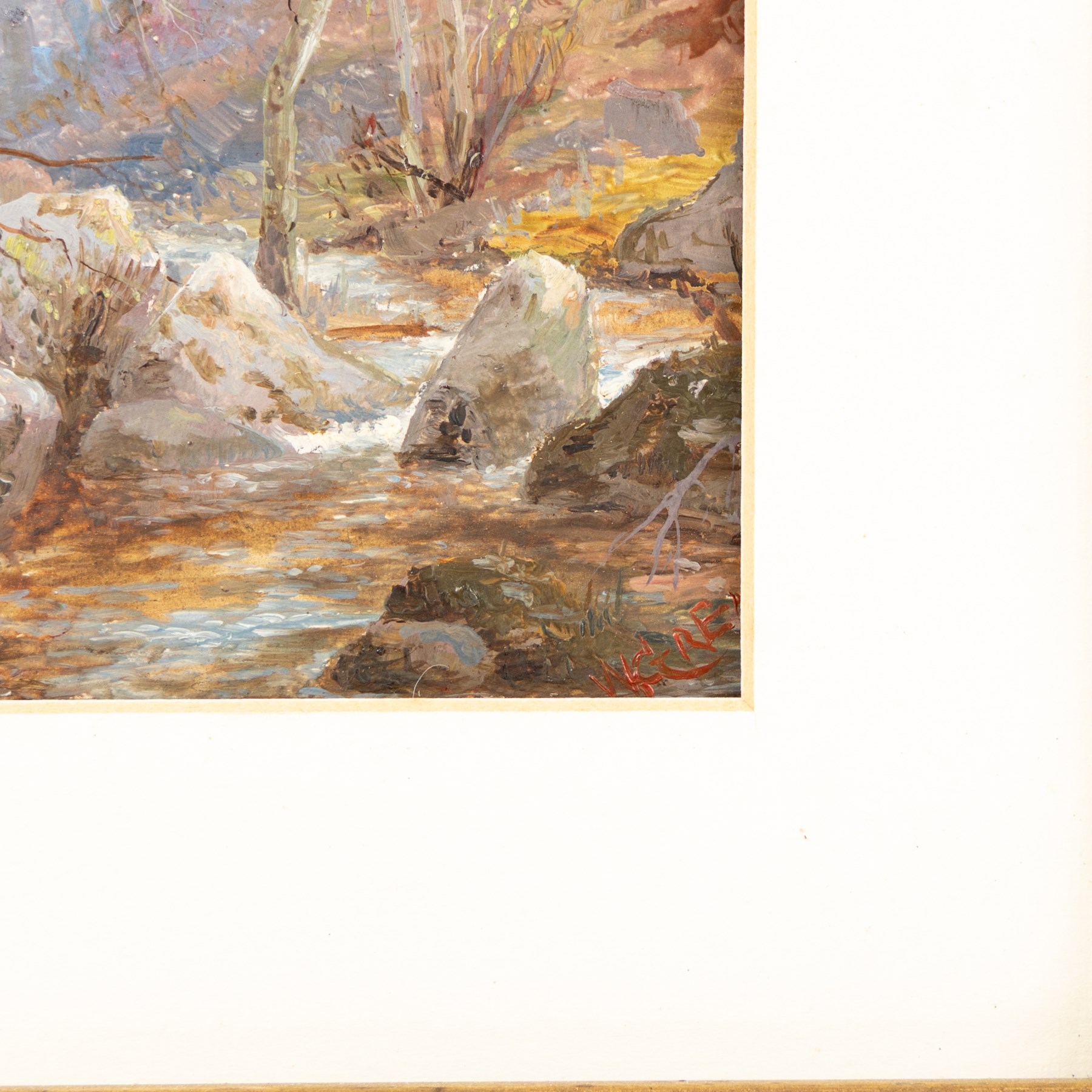 William Greaves (British 1852-1938): Autumn Woodland Walk, pair of oils on board signed and dated 1877 and 1897, in matching gilt frames 17cm x 12cm (2)
