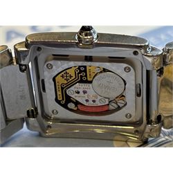 Patek Philippe Twenty~4 ladies stainless steel quartz wristwatch, sunburst grey dial with Roman numeral and diamond dot hour markers and diamond set case, on original bracelet, with fold-over clasp boxed