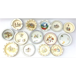 A group of fourteen baby plates, to include Bunnykins, Hammersley Wedgwood, Mason's and other examples. 