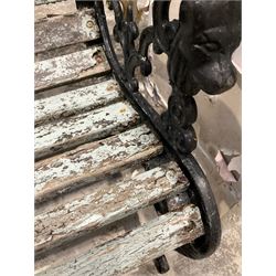 Black painted cast iron and wood slatted garden bench  - THIS LOT IS TO BE COLLECTED BY APPOINTMENT FROM DUGGLEBY STORAGE, GREAT HILL, EASTFIELD, SCARBOROUGH, YO11 3TX