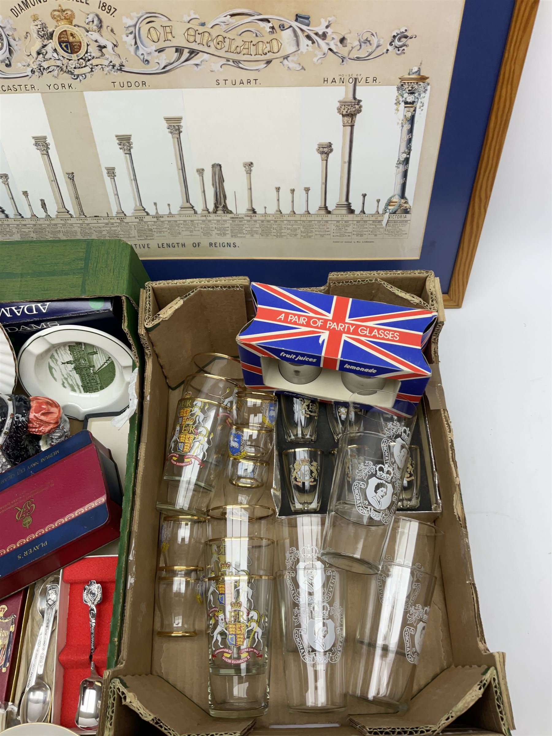 Commemorative ware to include Elizabeth II coronation glasses, cased