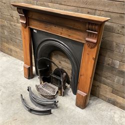 Gallery Collection open fireplace - Victorian design cast iron fire inset with polished pine surround
