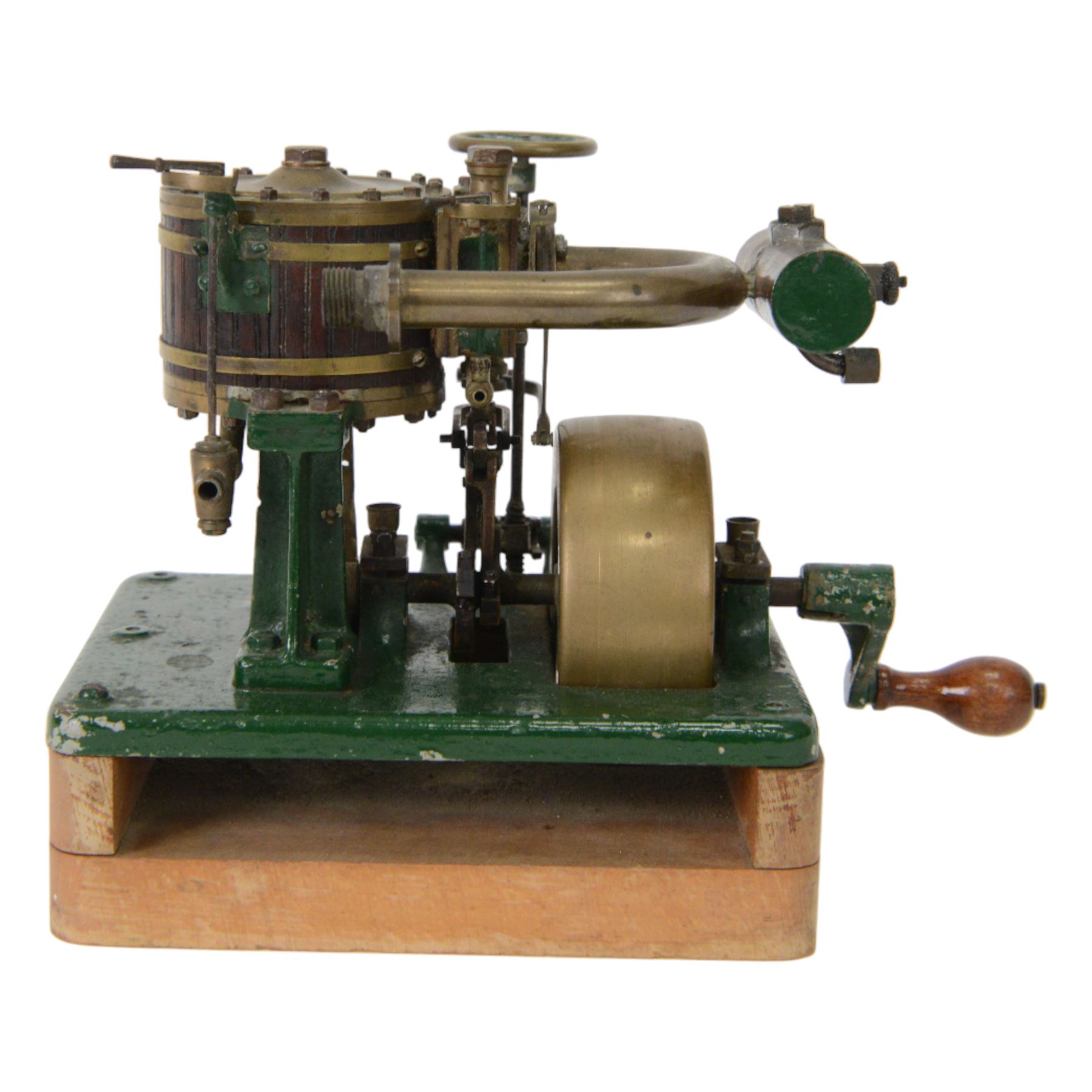 Scratch built single cylinder stationary steam engine, with Stephenson's link motion, circa 1900, H16cm