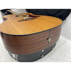 2008 Taylor Model 114 acoustic guitar with mahogany back and ribs and spruce top, serial no.20080825837, L104.5cm; in Taylor hard carrying case with paperwork