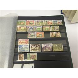 Queen Victoria and later mostly Commonwealth and dependencies stamps, including Aden, Antigua, Ascension, Australia, Bahamas, Barbados, Basutoland, Bechuanaland Protectorate, Bermuda, British Guiana, Burma, Newfoundland, Canada, Cayman Islands, Ceylon, Cyprus, Dominica, Egypt, Falkland Islands, Fiji etc, housed in four stockbooks