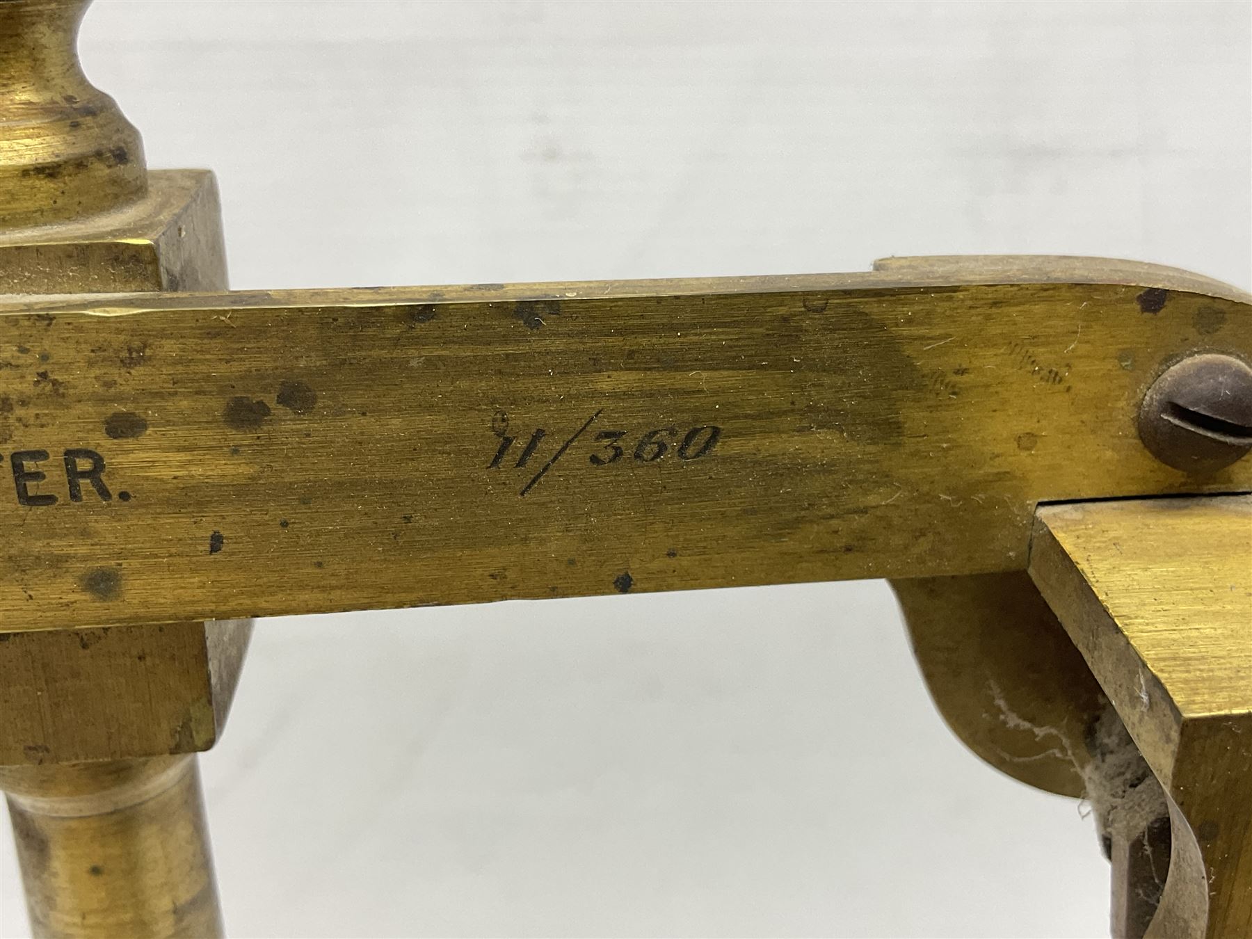 Victorian brass yarn scale by Goodbrand & Co, Manchester on cast iron tri-form base, H56cm