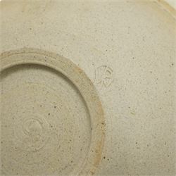 Set of seven Winchcombe studio pottery soup bowls, with impressed marks to bases, D17cm including handles